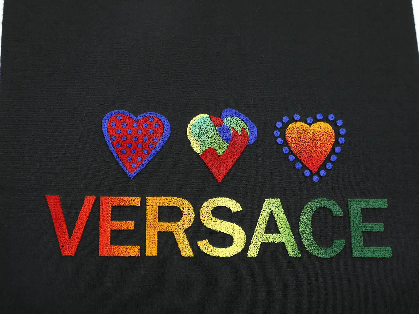 Rainbow Hearts Vertical Pile Embroidery | Custom Toothbrush Embroidery