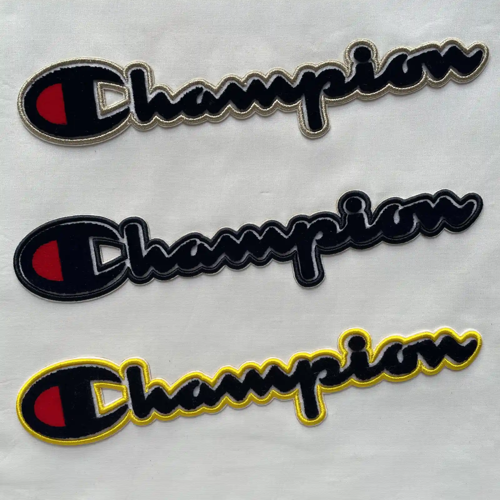 Champion草写字母牙刷绣定制+EVA立体绣包边