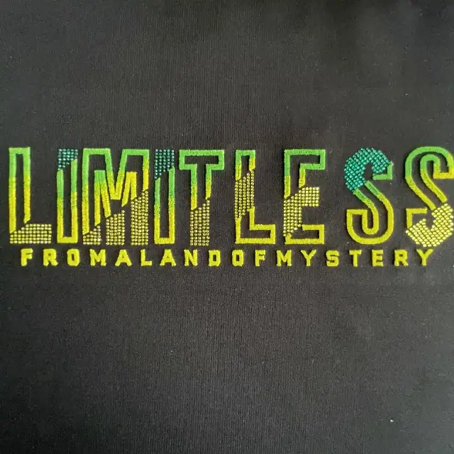Short-pile thin-plush gradient lettering in toothbrush embroidery, accented with rhinestones and beading