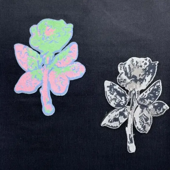 3D Rose in Toothbrush Embroidery with Heat-Press Pile Setting | Flocking Embroidery