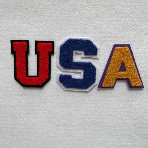 Custom Chenille Embroidered Patches | 3D Gou-Leng (Loop-Pile) USA Letter Patches