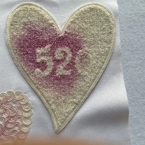 Heart photochromic chenille embroidered patch