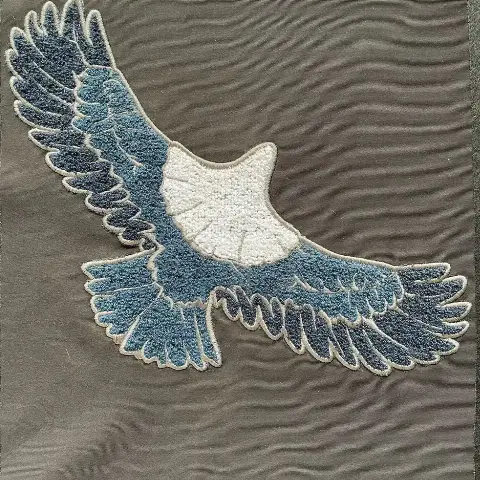 Soaring Eagle 3D Gou-Leng (Loop-Pile) Chenille Embroidery + Flat Embroidery Edging