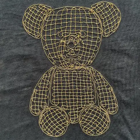 Pom-pom chain-cord embroidery | Teddy bear metal chain and bead-chain swing-cord embroidery
