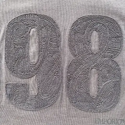 Cord Embroidery Services | Dark Grey Thick Braided Cord Vintage Letter and Number Embroidery