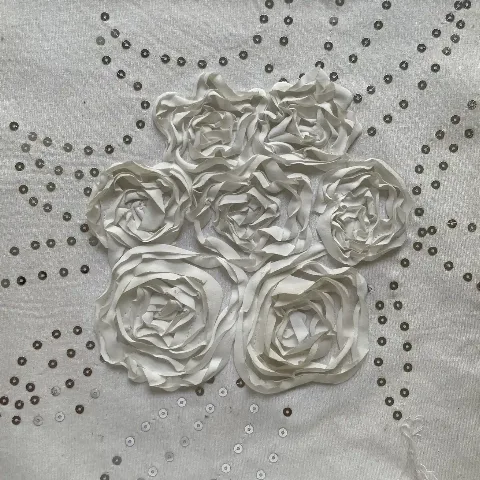 Rose ribbon embroidery + sequin embroidery accents