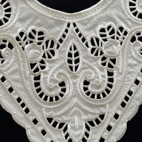 Custom Laser-Cut Hollow Embroidery | Laser-Cut Eyelet Embroidery for Women's Shirt Collars