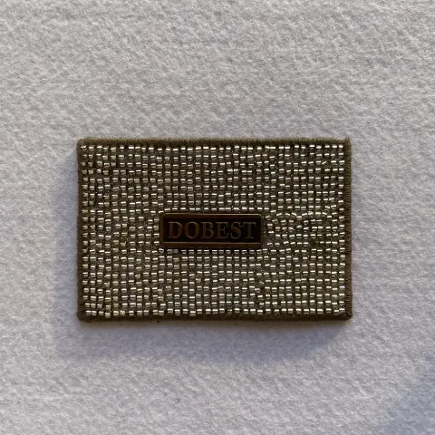 Glass seed-bead dense embroidery metal nameplate fabric patch label