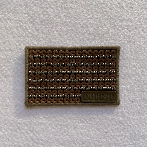 Leather sequin + silver-bead leather patch fabric appliqué label embroidered patch