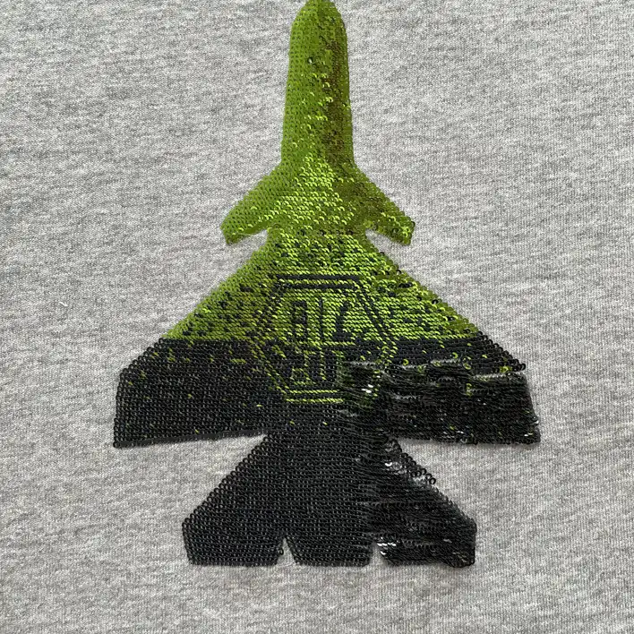 战机图案珠片渐变平绣徽章绣花片