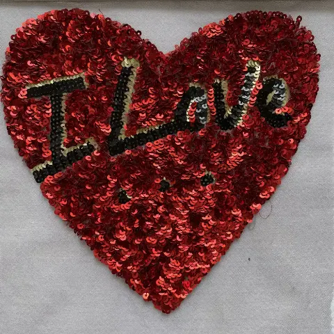 Red Heart English Letter Glitter Embroidered Patch