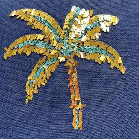 Specialty Long-Strip Hanging Sequin Embroidery | Palm Tree Bar-Shaped Dynamic Dangling Sequin Embroidery
