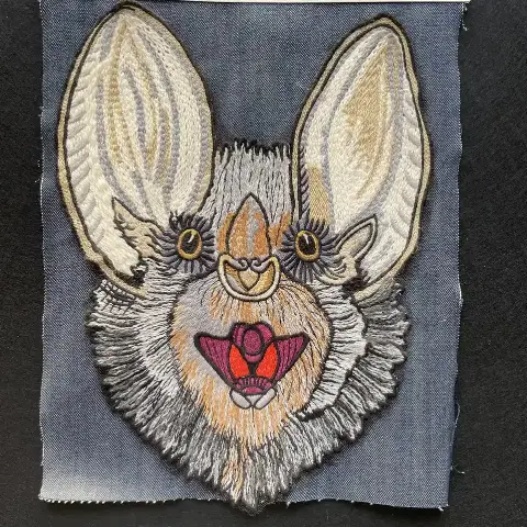 Custom Wool-Thread Embroidery | Bat Head Embroidered Patch