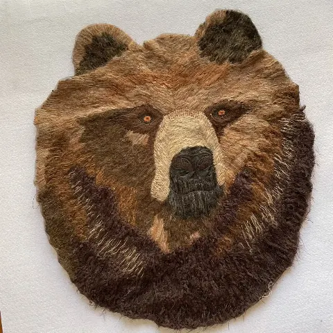 Custom Wool-Thread Embroidery Patch | Grizzly Bear Plush Embroidered Patch