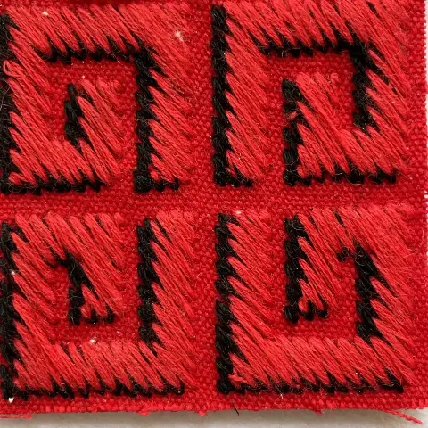 Custom Thick-Thread Flat Embroidery | Geometric Logo Shadow Embroidery