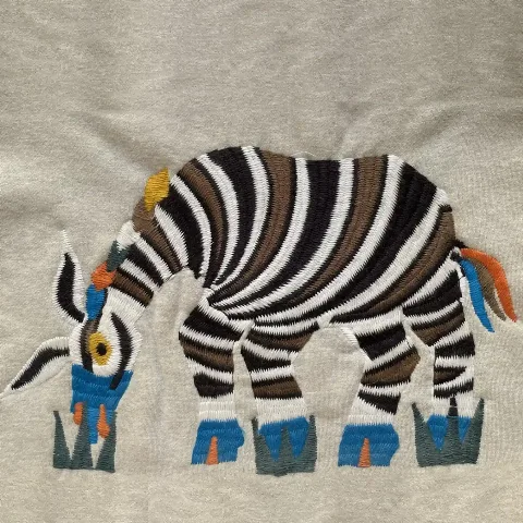 Wool-Thread Embroidery | Zebra-Pattern Embroidered Patch