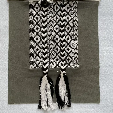 Bohemian sweater placket ethnic geometric thick cord large tassel trim