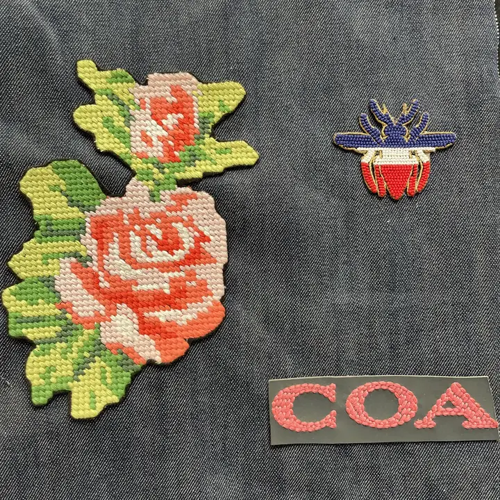瑰花十字绣服装刺绣布贴徽章绣花章三件套