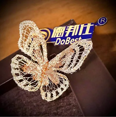 金属丝自支撑立体蝴蝶晚宴服配饰胸针绣品