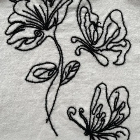 Butterfly needle-pile embroidery minimalist ink-wash feather-style embroidered patch