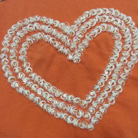 Sweet heart-shaped sequin hollow breathable hollow 3D computerized embroidery