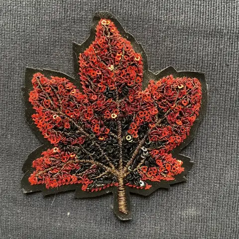 Maple leaf hollow 3D embroidery sequin raised-relief autumn/winter jacket large patch