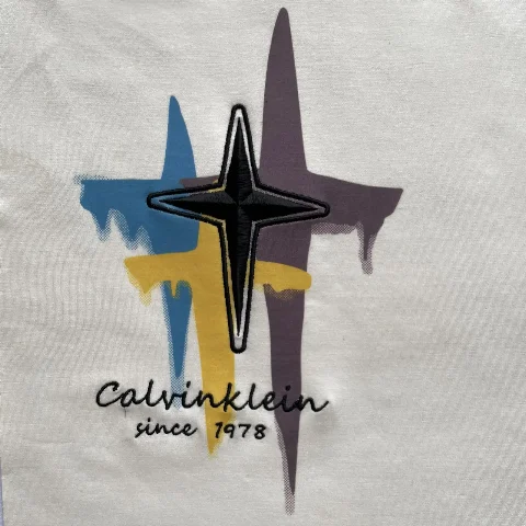 Streetwear print-and-embroidery combination four-point star 3D puff sweatshirt embroidery