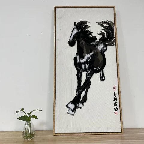 New Chinese-Style “Success on Arrival” Xu Beihong Galloping Horse Toothbrush Embroidery Entryway Mural
