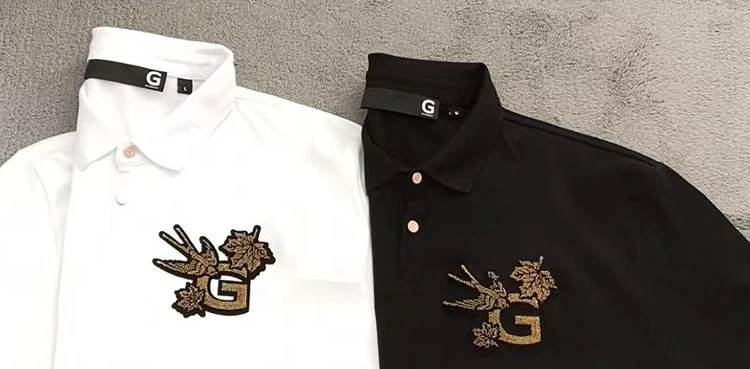 GIVENCHY 黑白双色 POLO 金线牙刷绣章仔细节特写