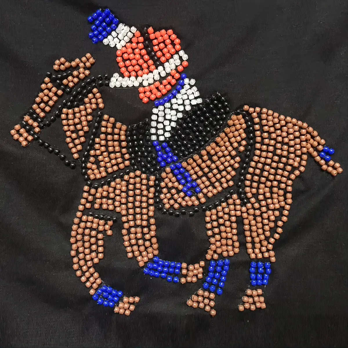 Cowboy-on-Horseback Motif Full-Coverage Computerized Beading Embroidery Image 1